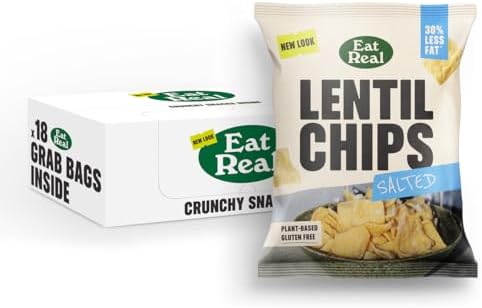 Eat Real Lentil Chips Salted 18 x 40g Grab Bag Multipack