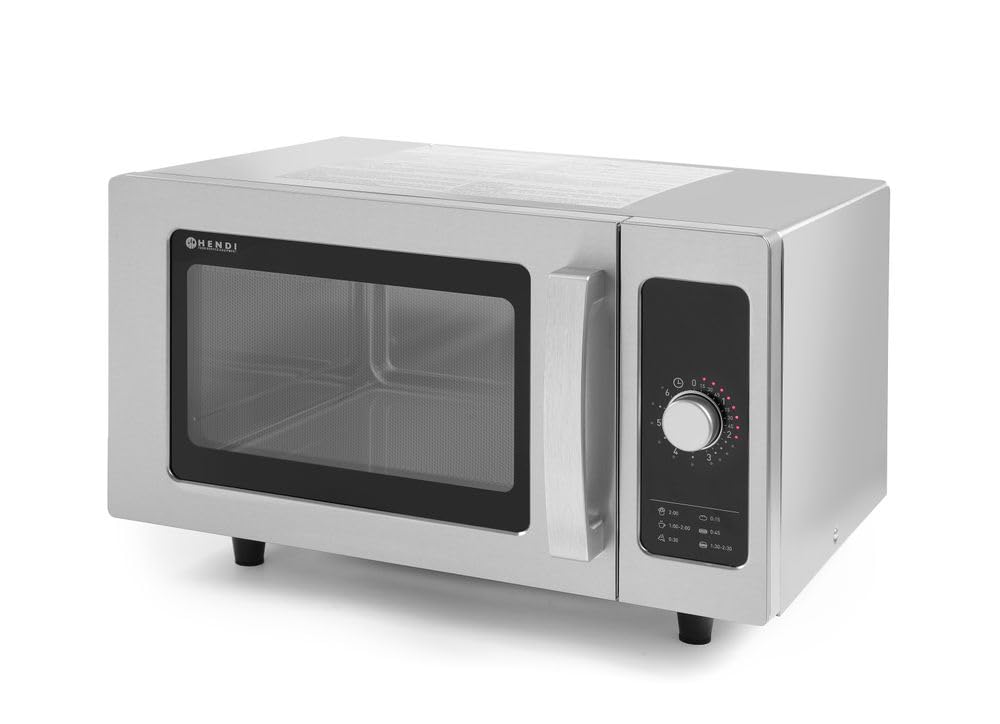 HENDI Forno a microonde, controllo elettromeccanico con con manopola rotatoria, 25L, diametro max piatti 320mm, 1000W, 230V, 511x432x(H)311mm, acciaio inox