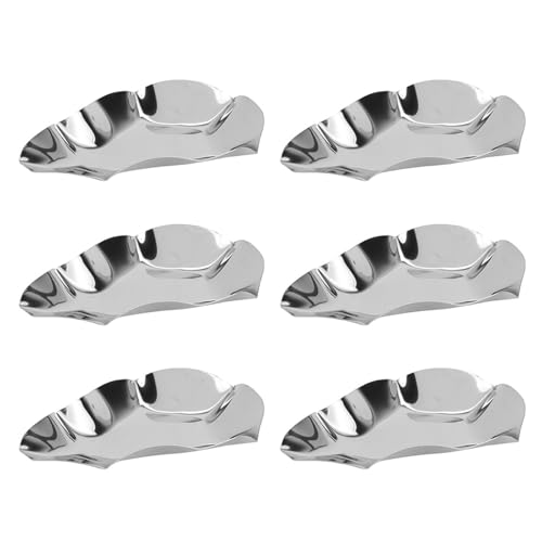 SHINEOFI 6 piezas Platos para Ostras de Acero Inoxidable con Mango Ergonómico Apilables para Mariscos y Salsas Cocina
