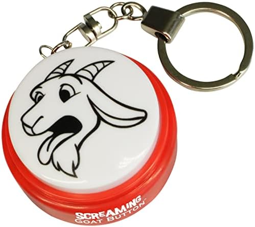 NOVELTY888 TALKING BUTTON Screaming Goat Keychain | Gag Gifts for Men and Women | Screaming Goat Desk Toy with a Funny Goat Scream | The Original Goat Scream, Red, S