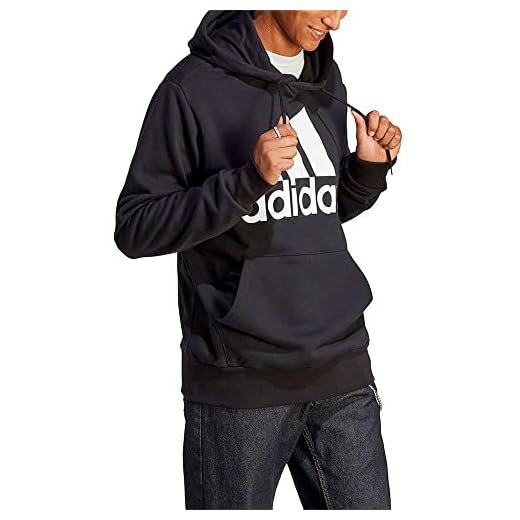 adidas Essentials French Terry Big Logo Hoodie Felpa con cappuccio, Nero, S Uomo