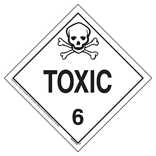 Division 6.1 Toxic Placard, Worded 25-pk. - 10.75" x 10.75" Removable Self Adhesive Vinyl for Temporary Applications - J. J. Keller & Associates - Complies with DOT Hazmat Placard Requirements