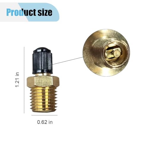 Image of 2PCS Air Inflator Adapters, Brass Tire Inflator Connector with Valve Stem Inside, 1 /4 inch NPT (M) to Standard Schrader Valve (M), Fit for Portable Car Air Hose, Air Compressor /Pump (Valve Stem Inside)