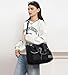 Women Floral Star Top Handle Handbag Multi-pockets Nylon Nurses Totes Work Bags Water Resistant Travel Crossbody Shoulder Bag (Black)