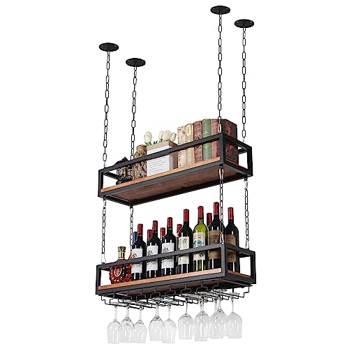 Casier à vin suspendu avec support de rangement réglable pour bouteille - 2