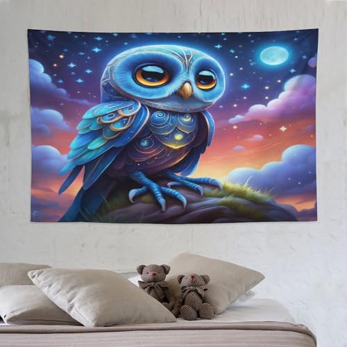 Tapisserie murale hibou en tissu bohème pour créer un coin lecture cosy dans la chambre
