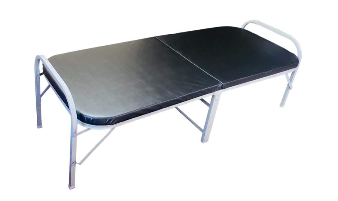 cauvery® Metal Folding Bed Single Size with Double Layer Mattress for Sleeping,Guest Bed Easily Storable(3 x 6 ft,BLACK1)-image-8