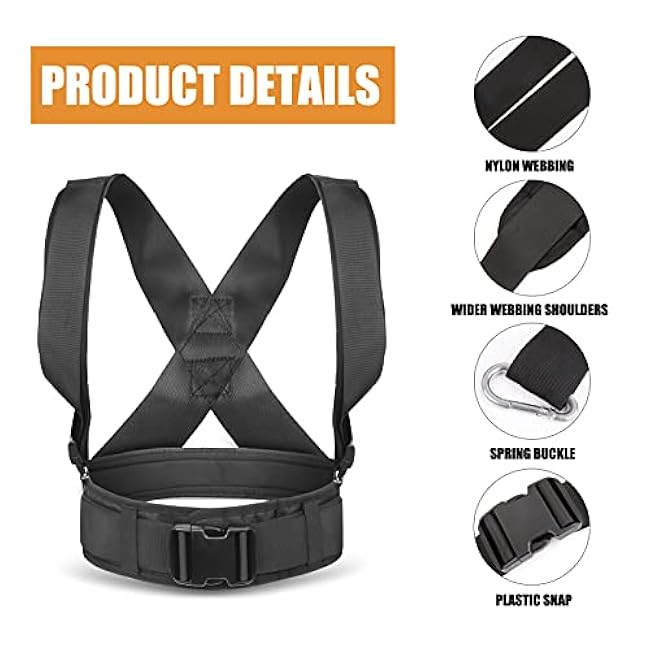 YNXing Sled Pulling Harness, Tire Pulling Harness with Pull Strap for Resistance Training, Adjustable Padded Shoulder Strap