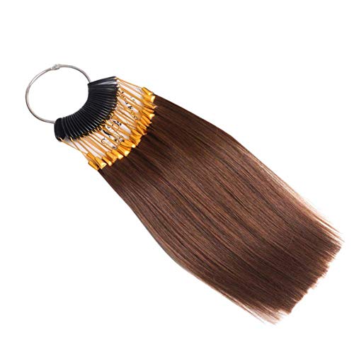Hair Swatches for Testing Color Real Remy Human Hair 30s/pack Hair Colors Samples with Gold Buckles Hair Color Rings 100% Human Hair 5°Chestnut Brown -  Maery, JF-R0137-1-4