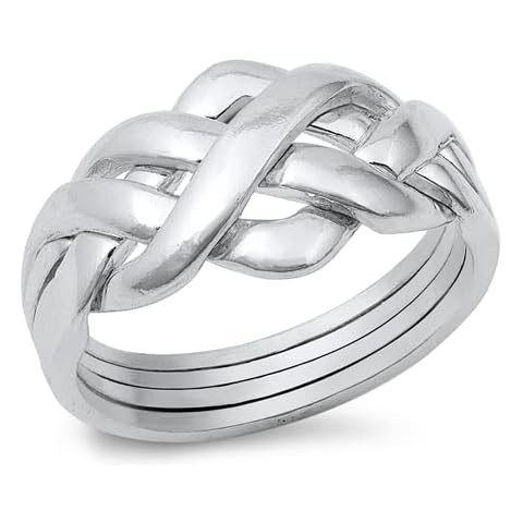 Body Accentz .925 Sterling Silver Puzzle Braid New Ring Polished 925 Band 11mm (9) Cover