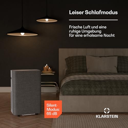 Klarstein AireLux Mobile Klimaanlage – 14.000 BTU, Für Räume bis 51 m², App & Sprachsteuerung, 4-in-1 Kühlung, Entfeuchter, Ventilator & Schlafmodus, Leise, Grau