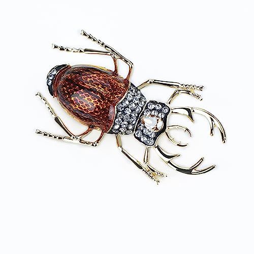Image of Vintage Rhinestones Crystal Beetle Bug Ename Insect Scarab Brooch Pin Lapel Pin Accessories for Men Women