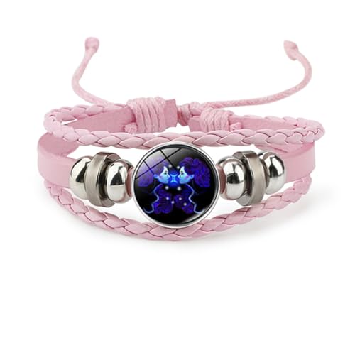 Image of Pink Pink Twelve zodiac spirit bracelet adjustable Twelve zodiac leather bracelet jewelry accessories for zodiac enthusiasts