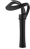 Vista 1 de Lovedima Elegant Tall Waterfall Single Handle 1-Hole Bathroom Vessel Sink Faucet Solid Brass Lavatory Vanity Sink Faucet,Black