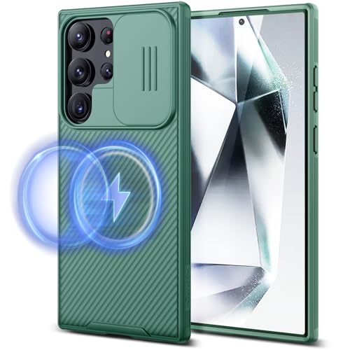 Image of Nillkin for Samsung Galaxy S24 Ultra Case, Slide Camera Cover [Compatible with MagSafe] Military Grade Protection Shockproof Phone Case for Samsung Galaxy S24 Ultra 5G 6.8'' Green