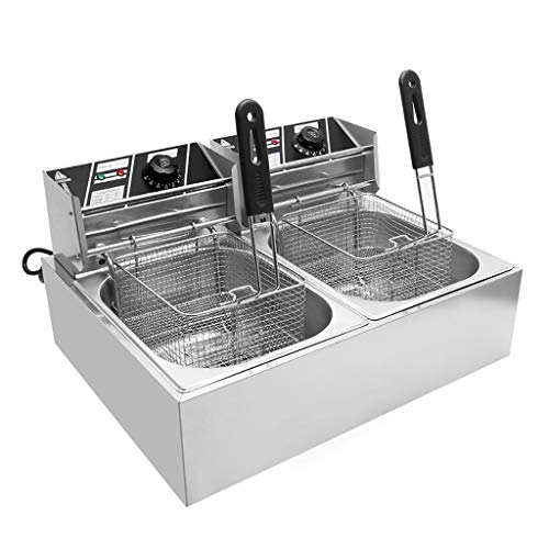 WQZzjm Freidora de Acero Inoxidable de 12 l para Cocina de Catering, con Control de Temperatura y Cesta para Uso doméstico (12 l)
