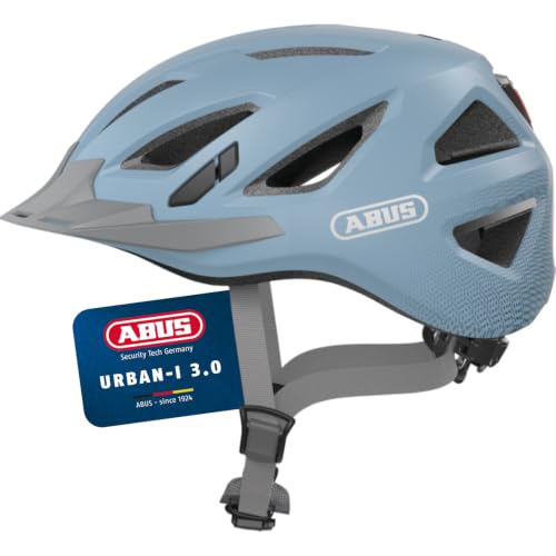 ABUS Stadthelm Urban-I 3.0 - Fahrradhelm mit Rücklicht, Schirm und Magnetverschluss - für Damen und Herren - Hellblau, Größe M – Ansicht 1
