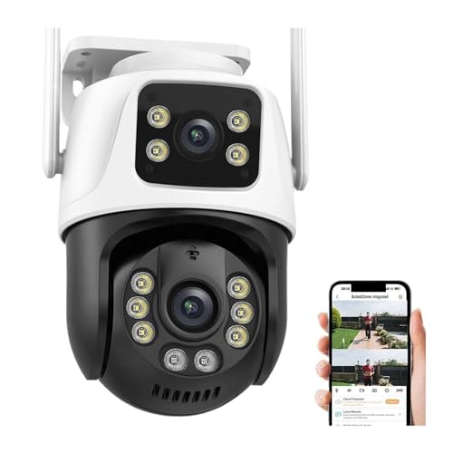 8MP 4K caméra extérieure sans fil caméra de sécurité PTZ double lentille double écran AI suivi CCTV vidéo Surveillance IP Cam(8MP Cam Add 32GB)