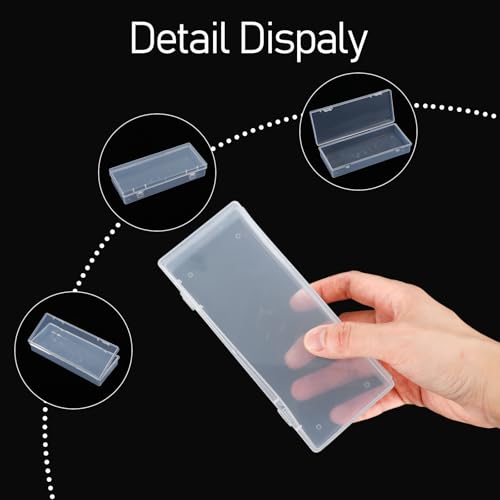 Image of Ptwola 3pcs Mini Plastic Storage Containers Box with Hinged Lid, 6.1x2.5 Inches Small Rectangle Dustproof Clear Beads Organizer Case for Collecting Craft Small Items Jewelry Business Cards Game Pieces