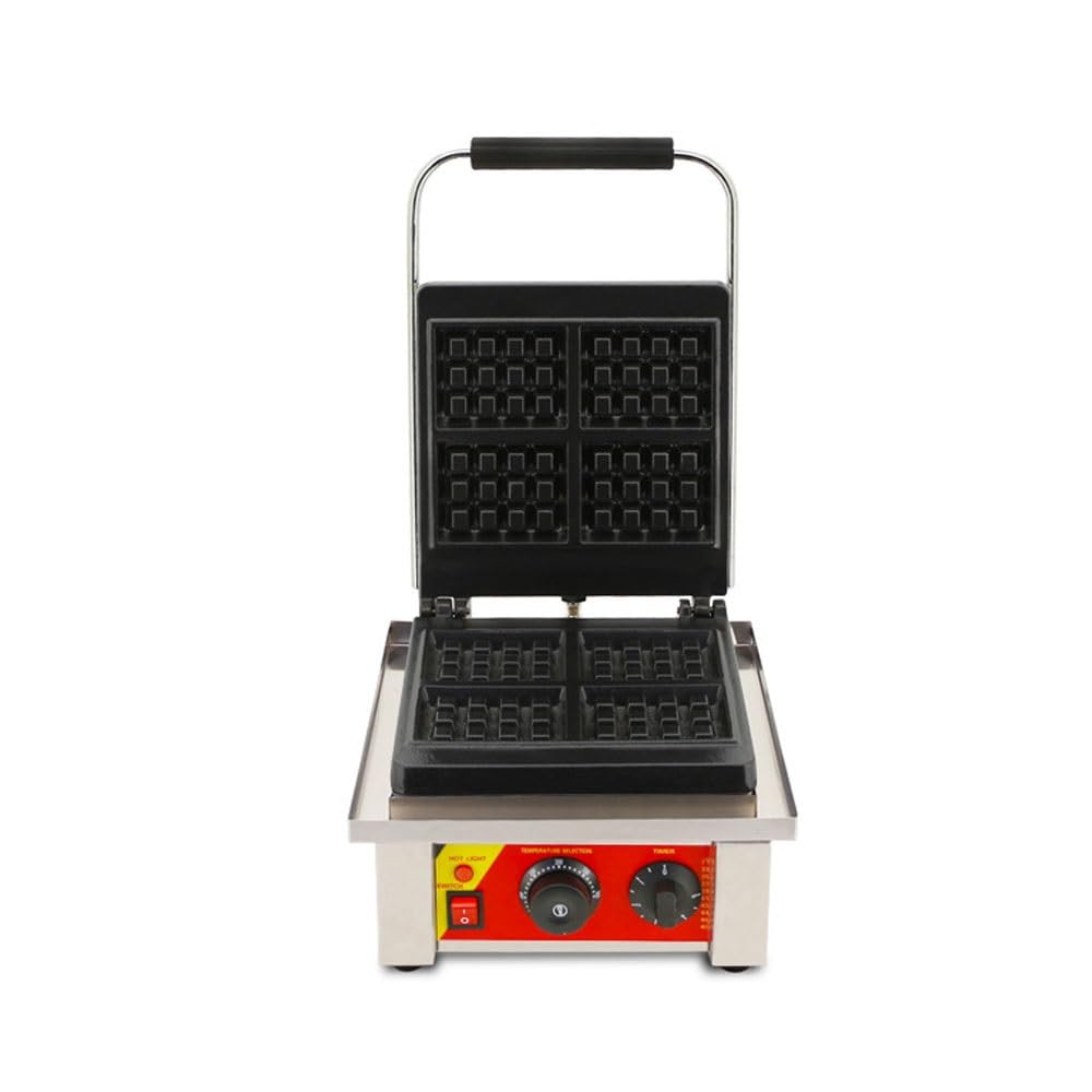 Comercial Gofrera Belga Antiadherente Máquina Eléctrica Para Hacer Gofres Acero Inoxidable Control De Temperatura Y Tiempo Para Gofres Dorados Esponjosos Apto Para Restaurante Snack Bar Familia