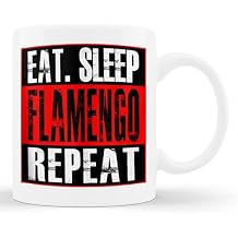 Eat Sleep Flamengo Repeat Coffee Mug 11 oz - White Ceramic Cup, Soccer Themed Fan Gift, Sports Watch Party Present