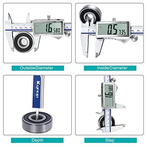 Kynup Digital Caliper, Caliper Measuring Tool With Large Lcd Screen, Micrometer Caliper, Stainless Steel, Screen Splash Proof, Easy Switch From Inch Metric Fraction (6 Inch) #TOP3
