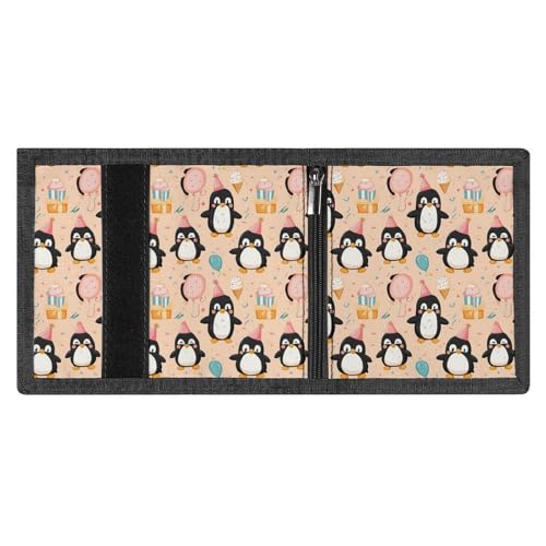 Birthday Penguin Cute Print Wallet for Men, 8 Credit Card Holder Slim Minimalist Front Pocket Small Mens Bifold Wallets3