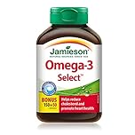 Jamieson Omega-3 Select 1,000 mg, Improves Heart Health, Supports Brain Health, and Reduces Inflammation. With 300 mg EPA and 200 mg DHA, Non-GMO, Gluten-Free, 200 Softgels
