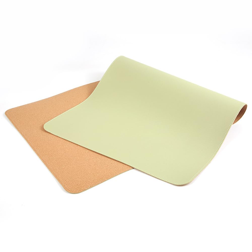 Doppelseitige Schreibtischunterlage, großes PU-Leder-Mauspad mit Naturkork, wasserdichte Schreibtischunterlage aus PU-Leder, rutschfeste Schreibunterlage für Büro, Zuhause, Schule (Grün, 140 x 70 cm)