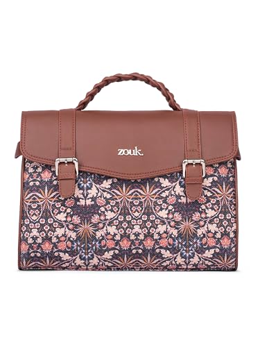Image of ZOUK Heritage Satchel Bag - Gwalior Weaves | Jute | Vegan Leather Handcrafted With Detachable Sling Strap