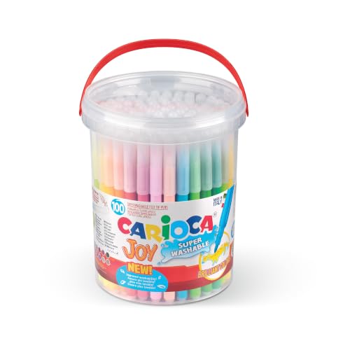 CARIOCA Jumbo Feutres pour Enfants - Encre Super Lavable, Pointe Large Bloquée, Corps Octogonal Maxi, Sans Gluten, Fabriqué en Italie (Boîte de 18 Feutres)