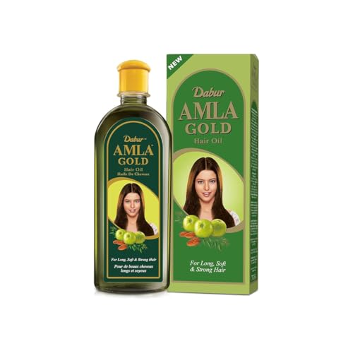 Dabur Amla Gold Haaröl 200 ml für langes weiches und kräftiges Haar angereichert mit der Kraft von Amla Mandeln und Henna stärkt vom Ansatz bis in die Spitzen