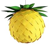  Pineapple Ø 35cm, gelb grüne Lampe Leuchte Lampenschirm Pendellampe Pendelleuchte Hängelampe Hängeleuchte Designerlampe Deckenlampe AUS PAPIER + Lampenfassung E27 für LED Glühbirne