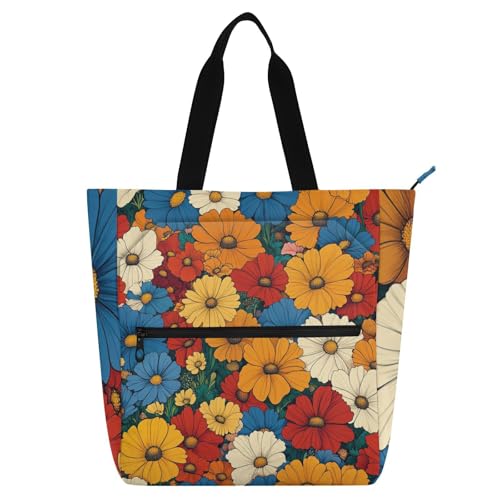 Bolsa de mano floral con compartimentos para actividades escolares y viajes