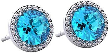 European Crystal Earrings For Women Studs, Sterling Silver Stud Earrings For Women, Birthstone Earrings Sterling Silver
