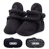 Zutano Cozie Fleece Baby Booties with Grippers 24M (18-24 Months), Black