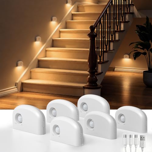 Image of L LOHAS LED Motion Sensor Night Light, Rechargeable Step Light, 6 Pack