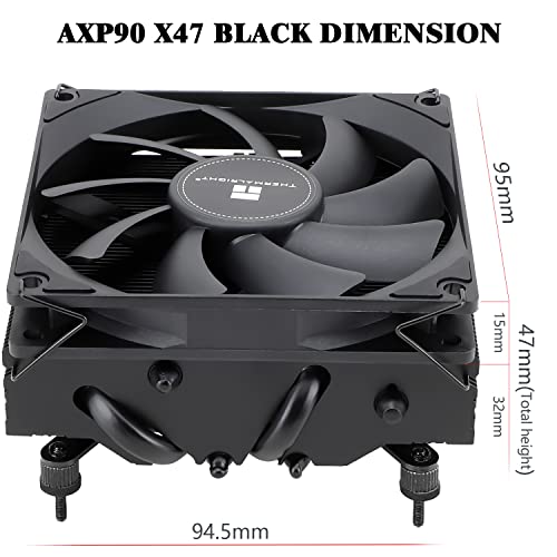 Image of Thermalright AXP90-X47 Black Low Profile CPU Air Cooler, 47mm Height, 3.74 Inches, AMD AM4 /Intel 115X /1200, Desktops, Servers, Radiators