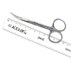 ADDLER DENTAL SIDE CURVED SCISSOR GUM SURGERY IRIS STAINLESS STEEL 11.5 CM. Life Time Anti Rusting Warranty.
