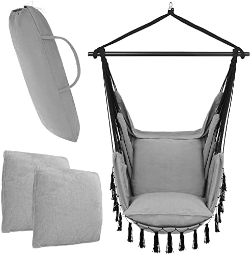 VITA5 Hanging Chair Outdoor & Indoor- Sturdy Safe Hammock - Stylish Boho for Bedroom Decor Easy to Assemble Swing Comfy Padded Swinging