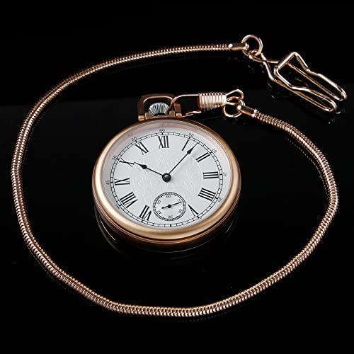Alwesam Rose Gold Resistance Full Steel Pocket Watch Mechanical Hand Wind Antique Vintage Luxury Watch With Chain&Box #TOP5