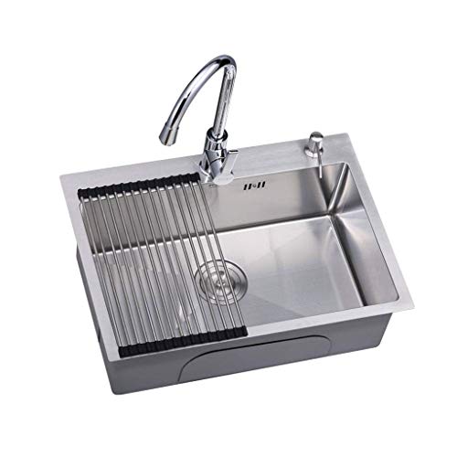 MHBGX Basin 500Mm X 450Mm Kitchen Sink 304 Stainless Steel Counter Top 1 Bowl Basin Drain Set