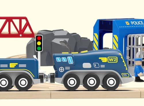 Image of Battery Operated Locomotive Trains for Wooden Tracks, Powerful Engine Toy Train Vehicle for Railway Track, Science Fiction Train Car Series Fit All Brands Railroad (Battery Not Included)
