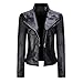Produktbild Winter Leder Jacke Damen Btruely Warm Dick Parka Kurz Slim Outwear Mädchen Mantel Lederjacke (L, Schwarz)
