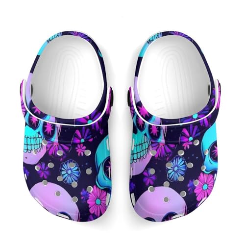 Fashion Beach Pool Slippers Toddler Slides Sandals Children Water Shower for Boy Neon Purple Flowers Floral Skull