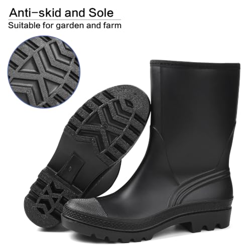 Image of DKSUKO Women's Waterproof Rain Boots Mid Calf Rubber Garden Farm Boots