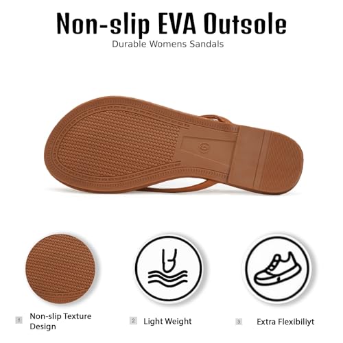 MOAILAOZI Flip Flops for Women With Memory Foam Insole Support,Soft Fabric Fits Comfortably Lightweight Sandals, Non-Slip Durable Beach Slippers Slip On Thong Cushion Flat Dressy Coffee Size 6 by MOAILAOZI - Used condition - Image 6