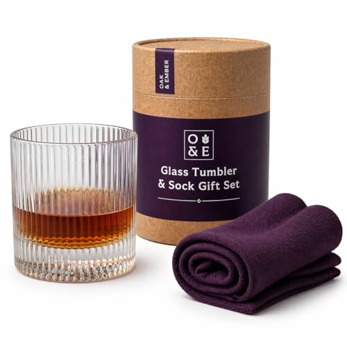 Image of Oak & Ember Gin Tumbler & Socks Gift Set for Women – 300ml Glass with Bamboo Socks – Birthday Present for Her, Gin Lover Gift for Mum, Wife or Friend
