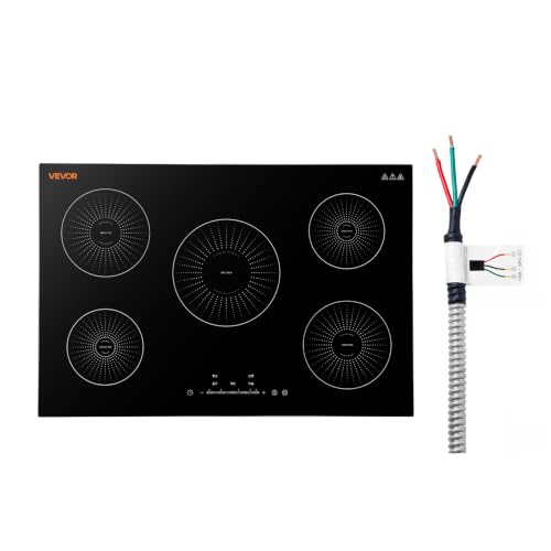 VEVOR Induction Cooktop 30inch 5 Burners Built-in Electric Stove 220V 9200W Induction Burner for Kitchen with 9 Power Levels LED Touch Screen Ceramic Glass Surface Child Lock