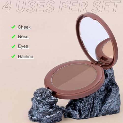 Silky Dual-Color Contour Palette with Mirror - Perfect for Face, Cheek, and Nose Contouring, Eyeshadow and Hairline Filling - Easy to Blend Multi-Use Makeup Kit - Image 5